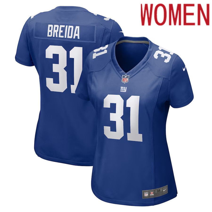 Women New York Giants 31 Matt Breida Nike Royal Game NFL Jersey